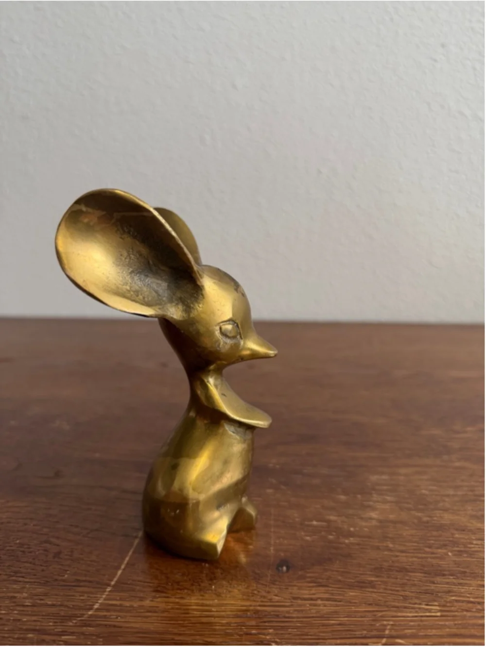 Vintage Brass Mouse Figurine MCM Mid Century Modern Hollywood Regency Small Anim